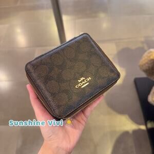 NWT COACH Large Jewelry Box Signature Canvas Gold/Walnut/Black cz199
